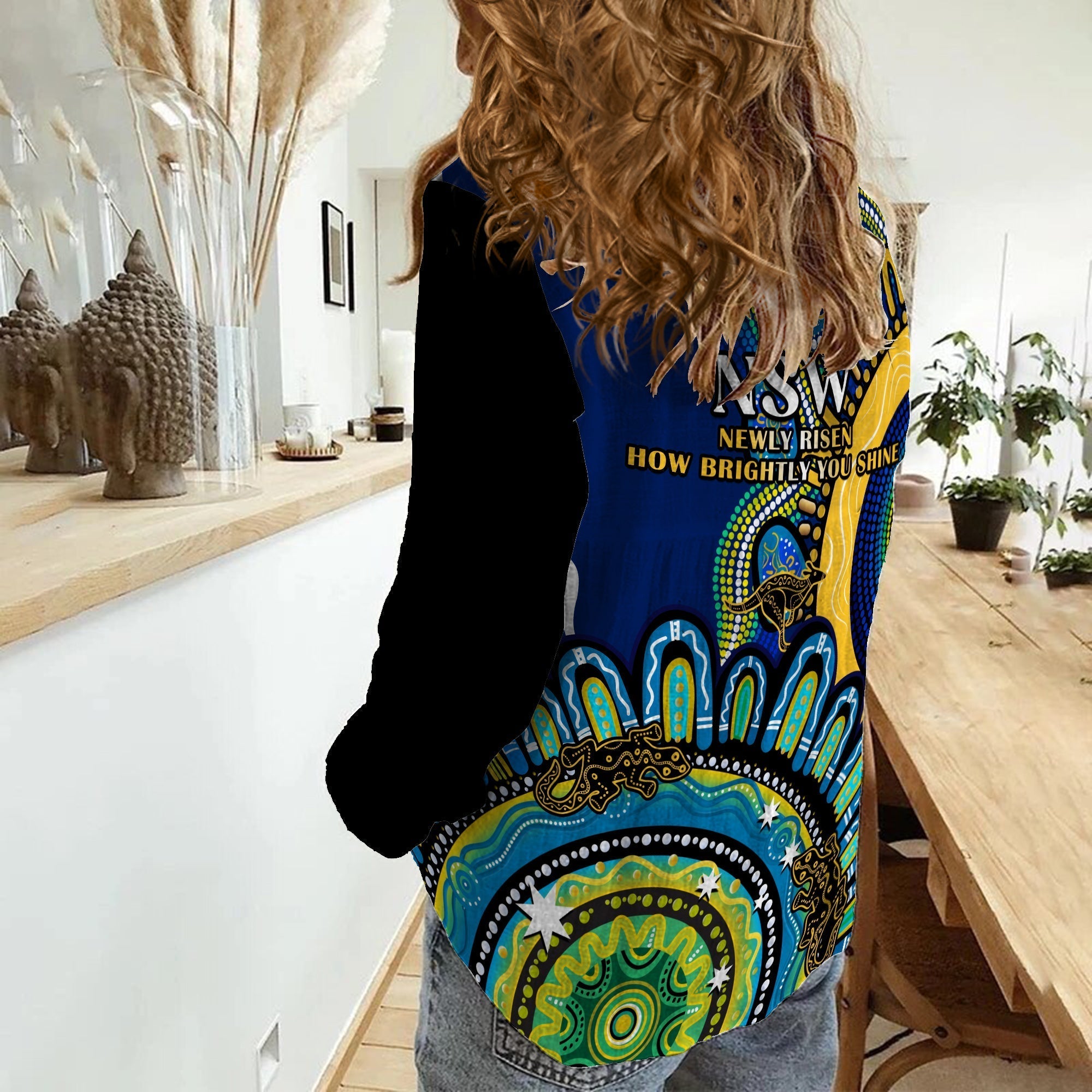 New South Wales State Women Casual Shirt NSW Australian Indigenous Art - Vibe Hoodie Shop