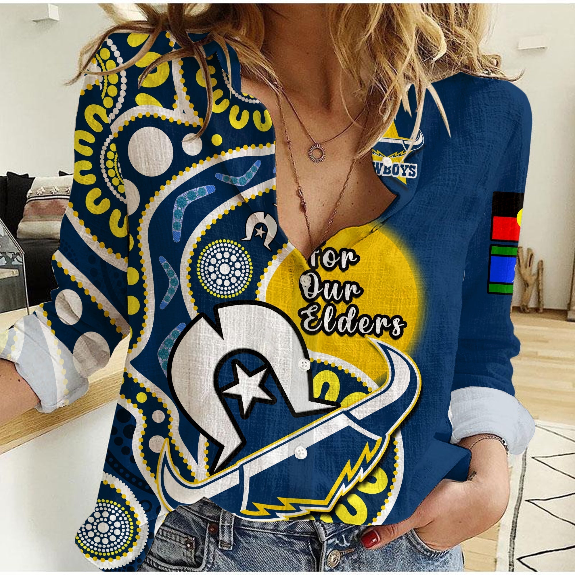 Cowboys Rugby NAIDOC 2023 Women Casual Shirt For Our Elders Aboriginal - Vibe Hoodie Shop