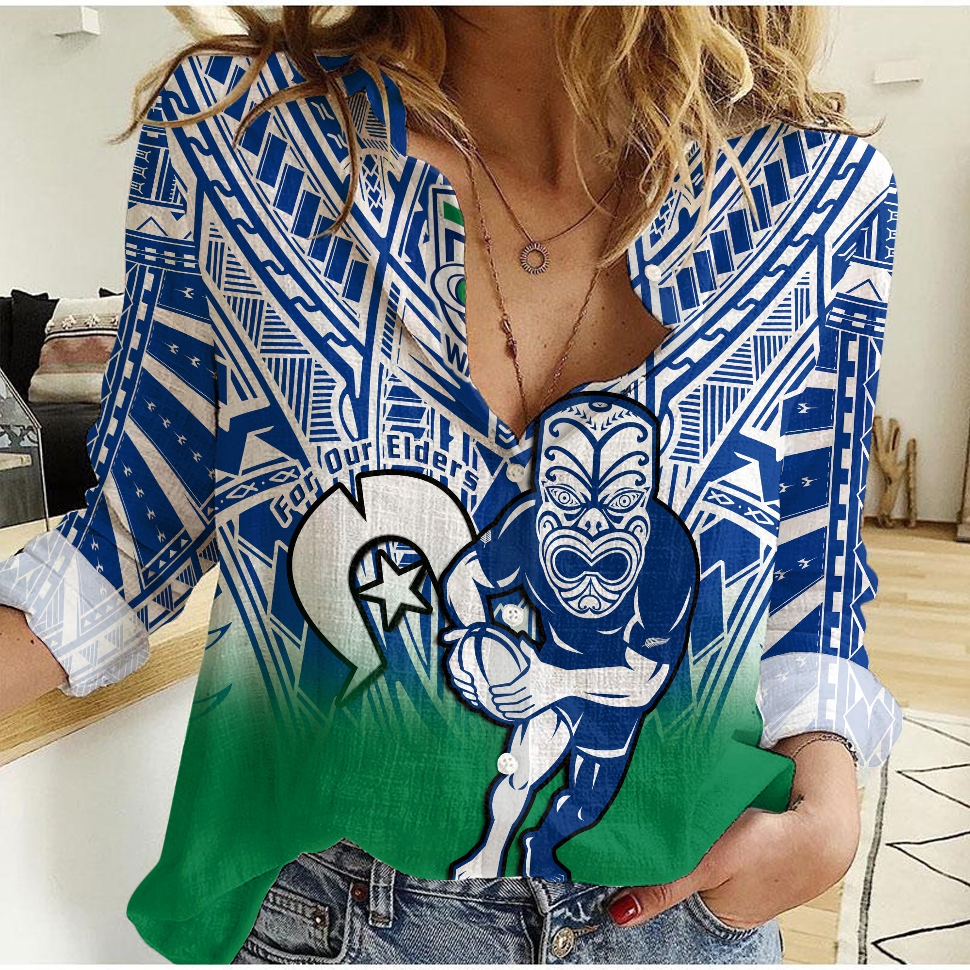 custom-text-and-number-warriors-rugby-naidoc-2023-women-casual-shirt-new-zealand-tiki-for-our-elders