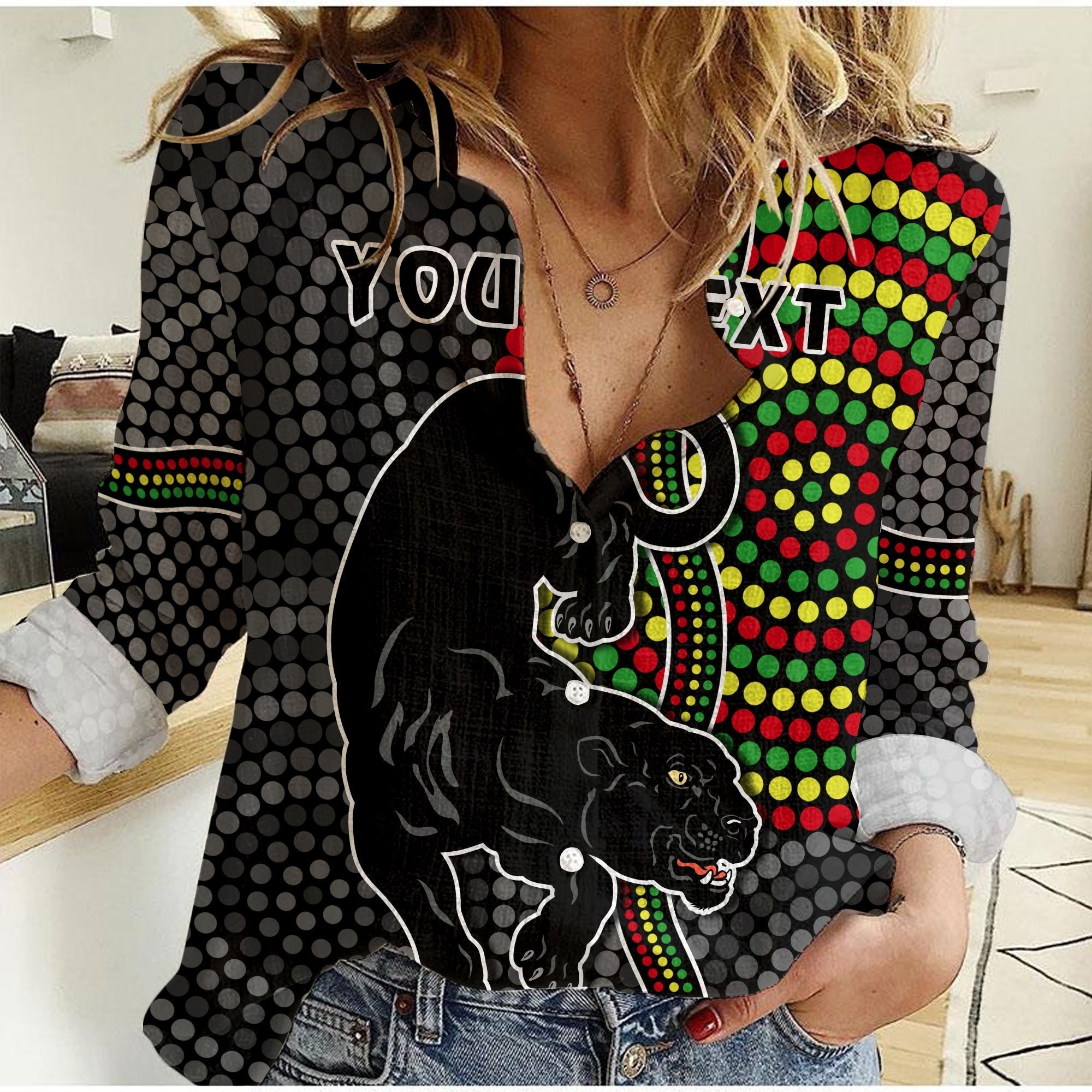 (Custom Personalised) Panthers Women Casual Shirt Simple Wild Indigenous - Vibe Hoodie Shop