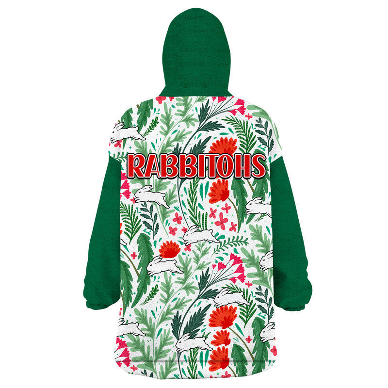 Rabbitohs Poppy Flowers Field Wearable Blanket Hoodie - Vibe Hoodie Shop