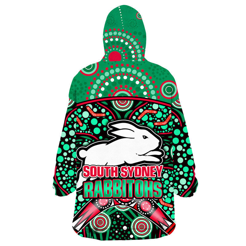 South Sydney Indigenous Rabbitohs Dot Art Style Wearable Blanket Hoodie - Vibe Hoodie Shop