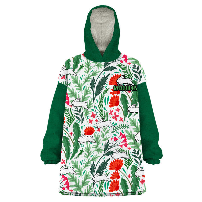 Rabbitohs Poppy Flowers Field Wearable Blanket Hoodie - Vibe Hoodie Shop