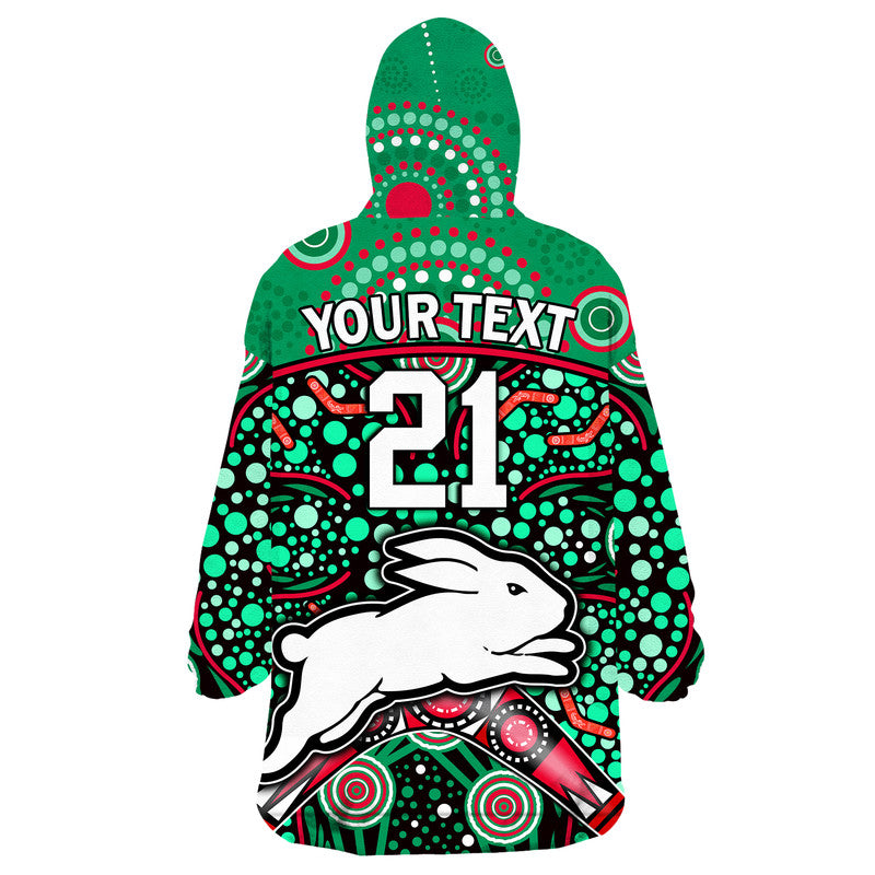 (Custom Personalised) South Sydney Indigenous Rabbitohs Dot Art Style Wearable Blanket Hoodie - Vibe Hoodie Shop