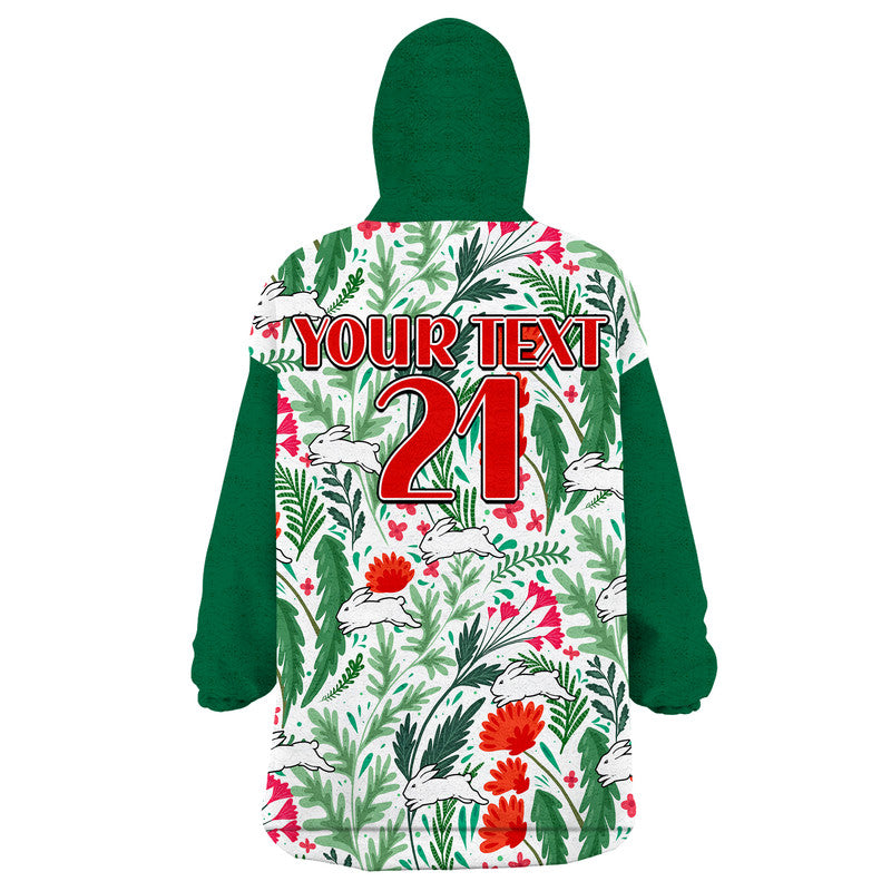 (Custom Personalised) Rabbitohs Poppy Flowers Field Wearable Blanket Hoodie - Vibe Hoodie Shop