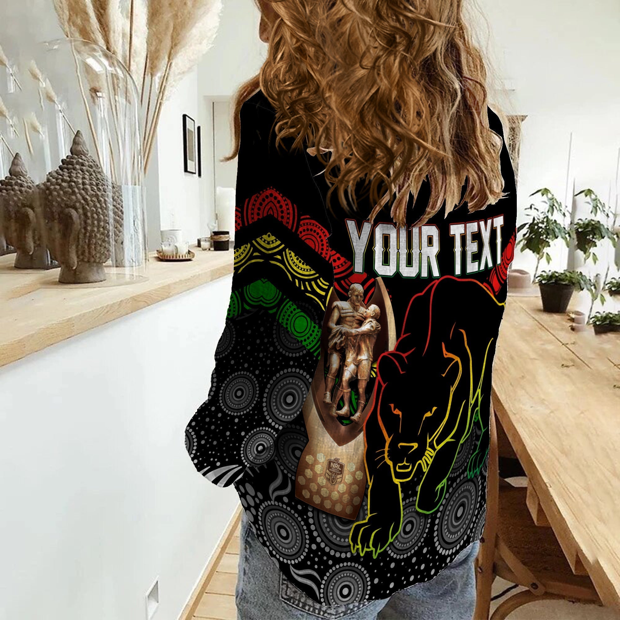 Personalised Panther Premiers NRL 2022 Women Casual Shirt Aboriginal Dot Art - Vibe Hoodie Shop