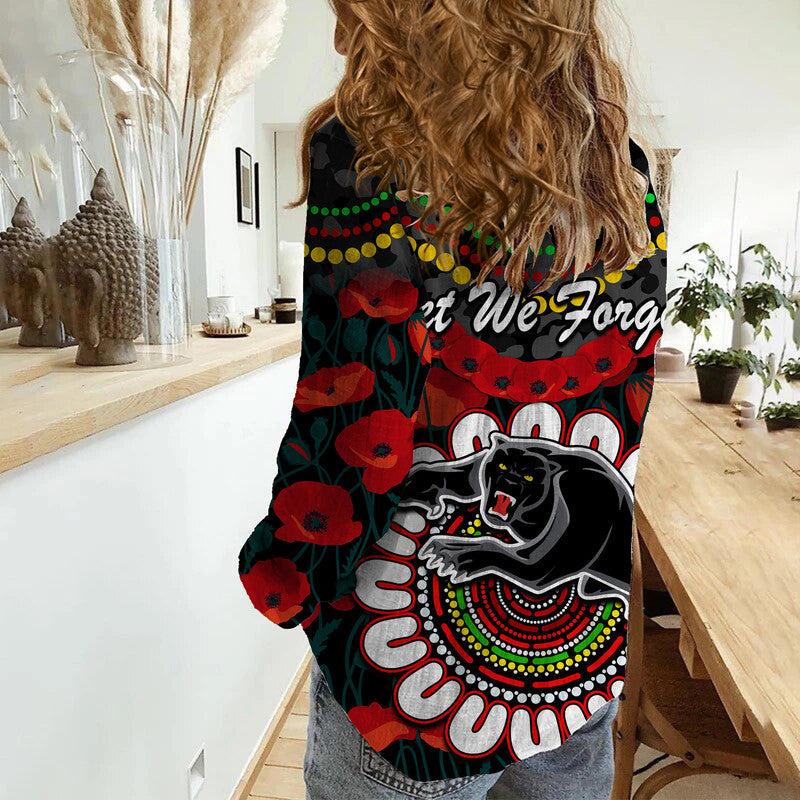 Panthers Rugby ANZAC Women Casual Shirt Camouflage Poppy - Vibe Hoodie Shop