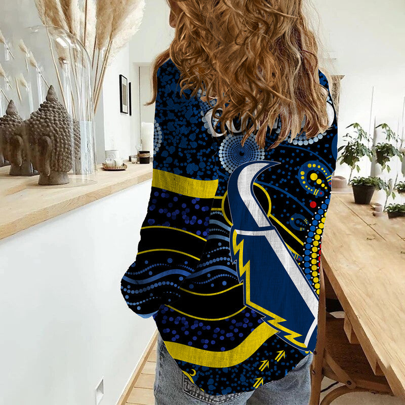 Cowboys Rugby Women Casual Shirt Aboriginal Dots Version - Vibe Hoodie Shop