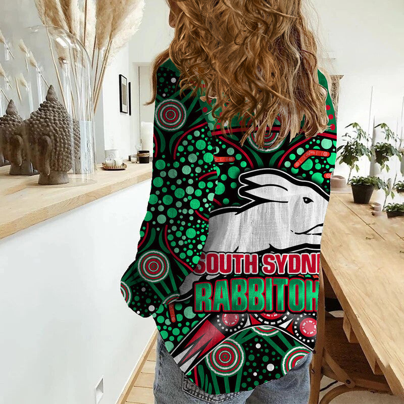 South Sydney Indigenous Rabbitohs Dot Art Style Women Casual Shirt - Vibe Hoodie Shop