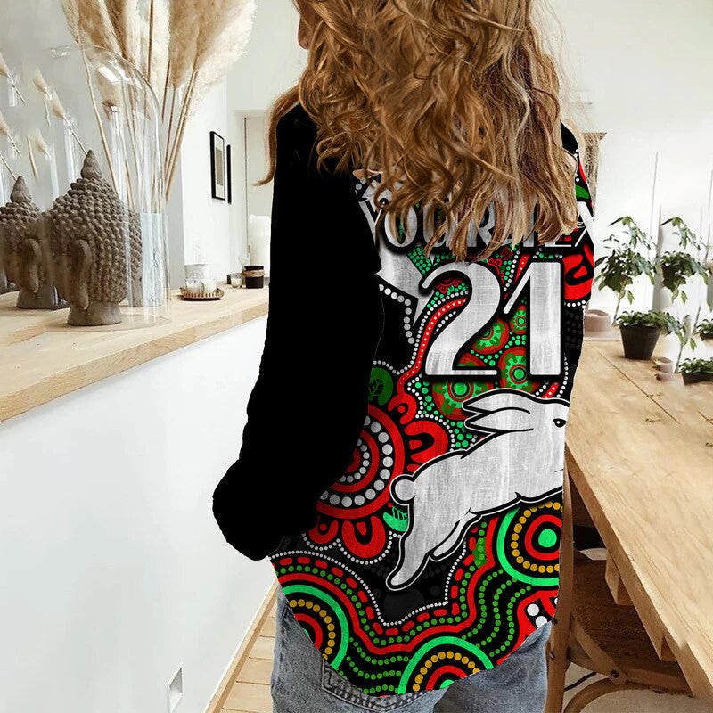 (Custom Personalised) Rabbitohs Rugby Women Casual Shirt NAIDOC Torres Strait For Our Elders - Vibe Hoodie Shop