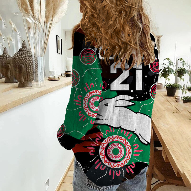 (Custom Personalised) Rabbitohs Rugby NAIDOC 2023 Women Casual Shirt Torres Strait Aboriginal - Vibe Hoodie Shop