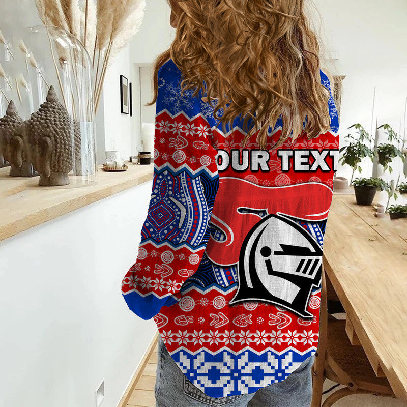 (Custom Personalised) Knights Aboriginal Rugby Novocastrians Christmas Vibe Women Casual Shirt - Vibe Hoodie Shop