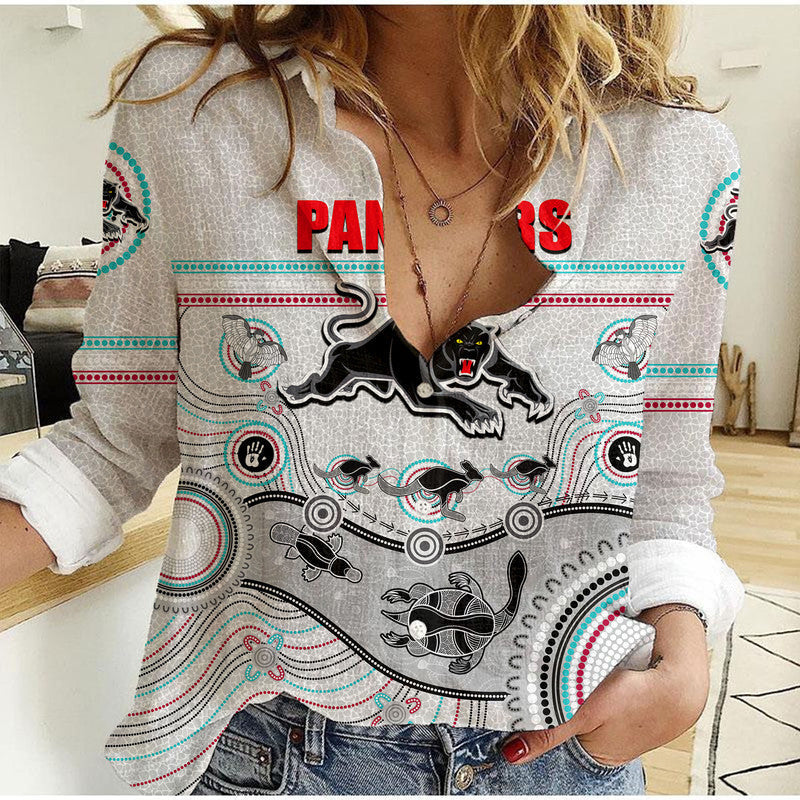 (Custom Personalised) Panthers Rugby Casual Shirt Aboriginal 2023 White Style - Vibe Hoodie Shop