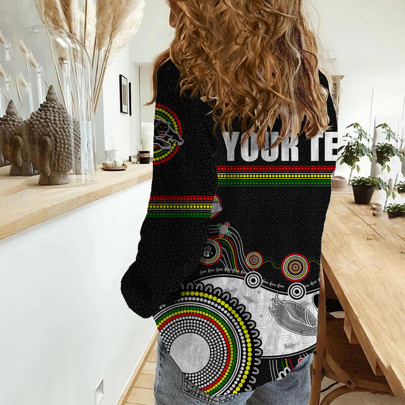 (Custom Personalised) Panthers Rugby Casual Shirt Aboriginal 2023 Black Style - Vibe Hoodie Shop