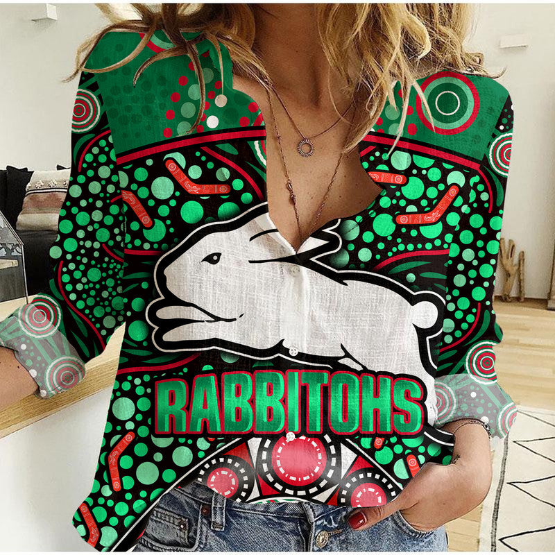 South Sydney Indigenous Rabbitohs Dot Art Style Women Casual Shirt - Vibe Hoodie Shop