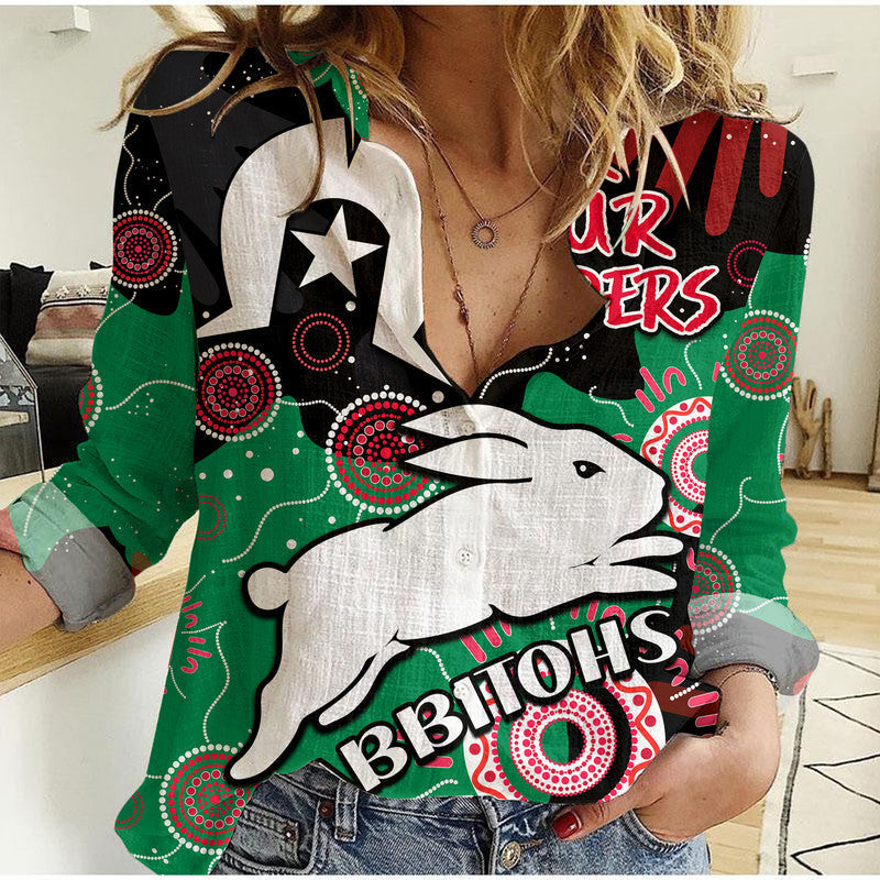 (Custom Personalised) Rabbitohs Rugby NAIDOC 2023 Women Casual Shirt Torres Strait Aboriginal - Vibe Hoodie Shop