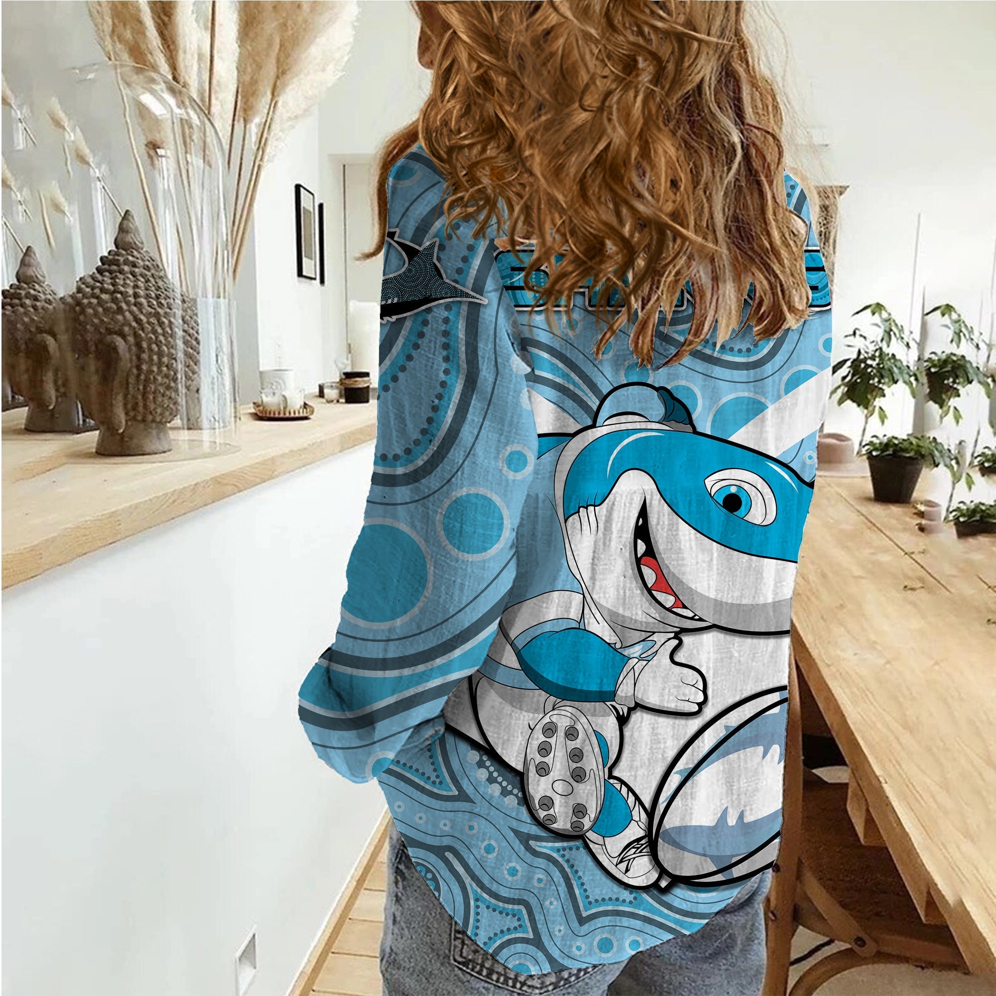 (Custom Personalised) Sharks Rugby Cronulla Australian Aboriginal Women Casual Shirt - - Vibe Hoodie Shop