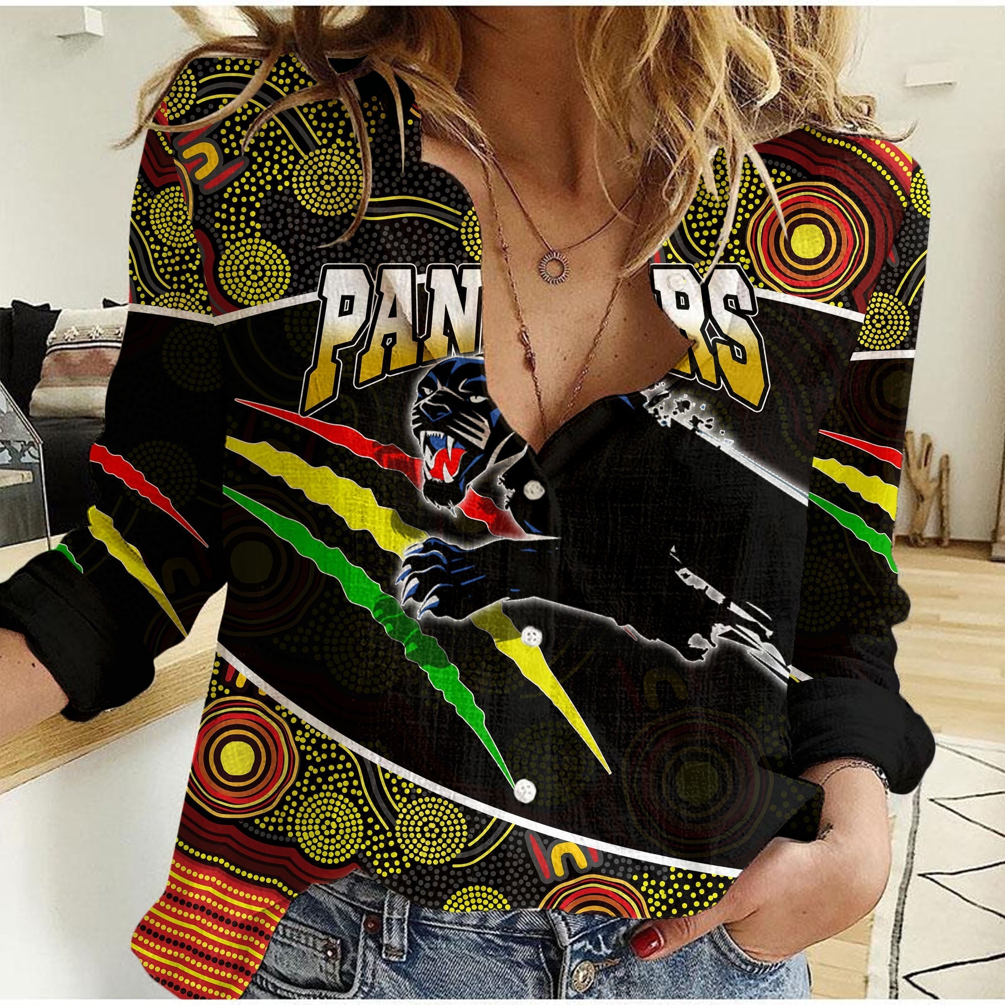 Panthers Rugby Casual Shirt Aboriginal Basic Style - Vibe Hoodie Shop