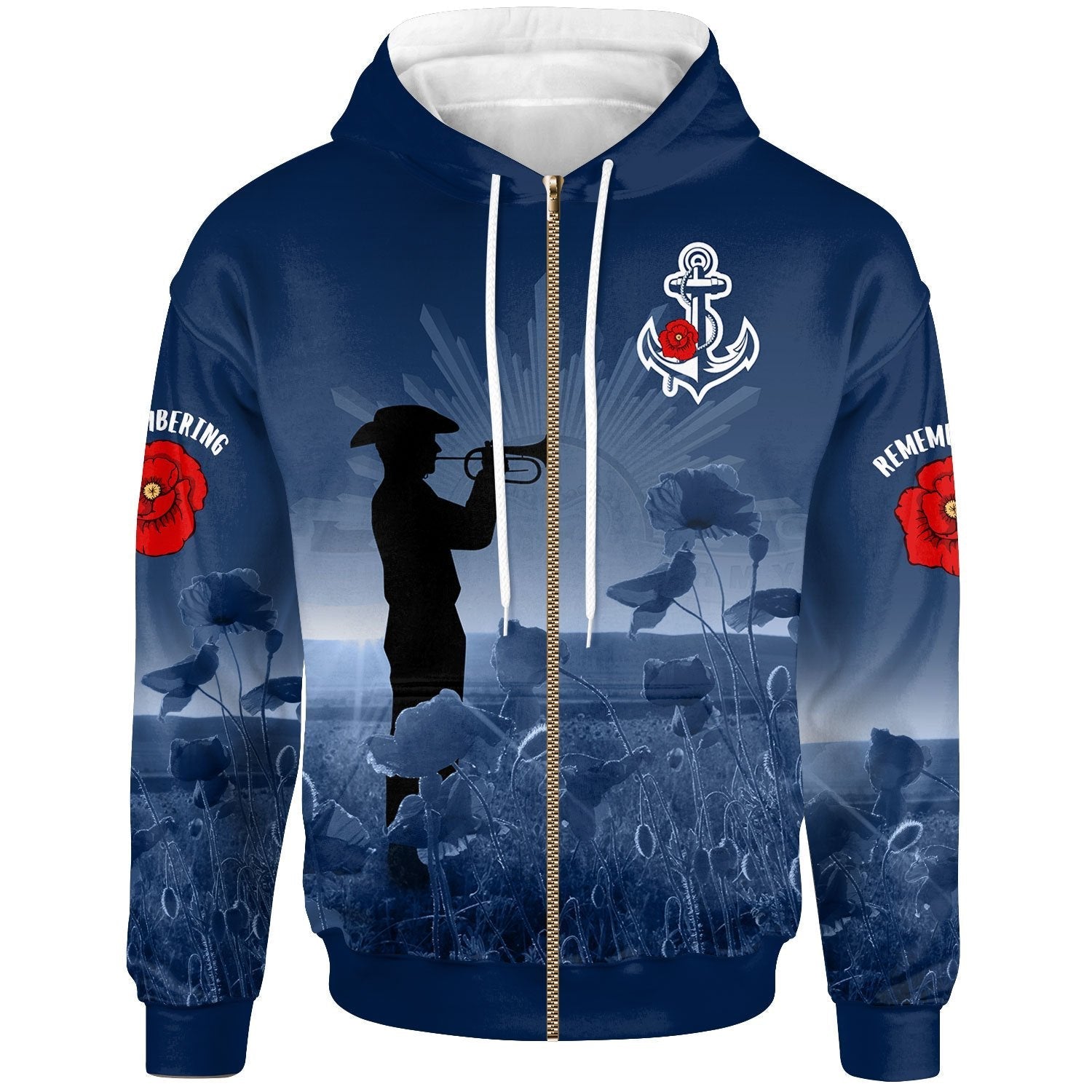 Navy ANZAC Hoodie - Remembering Our Heroes - Vibe Hoodie Shop