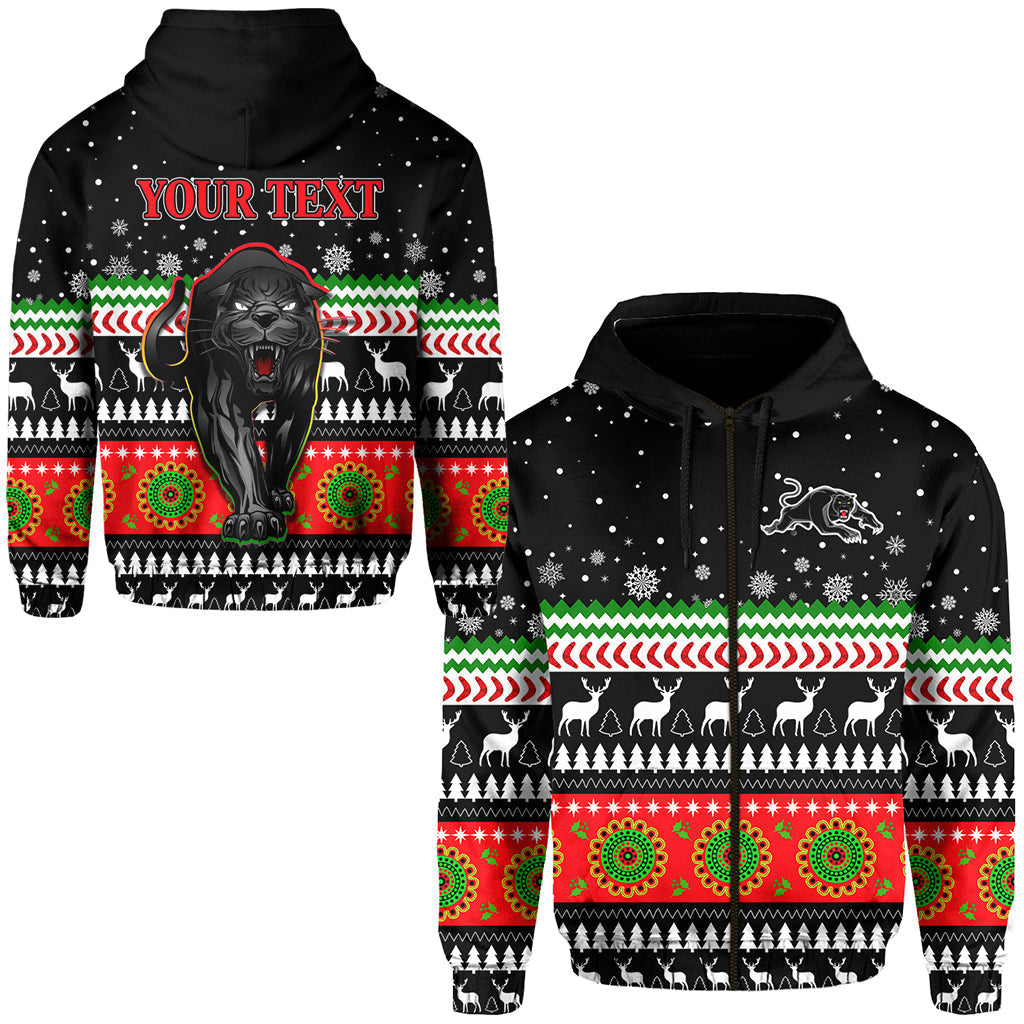 (Custom Personalised) Panthers Zip Hoodie Penrith Christmas The Riff LT13 - Vibe Hoodie Shop