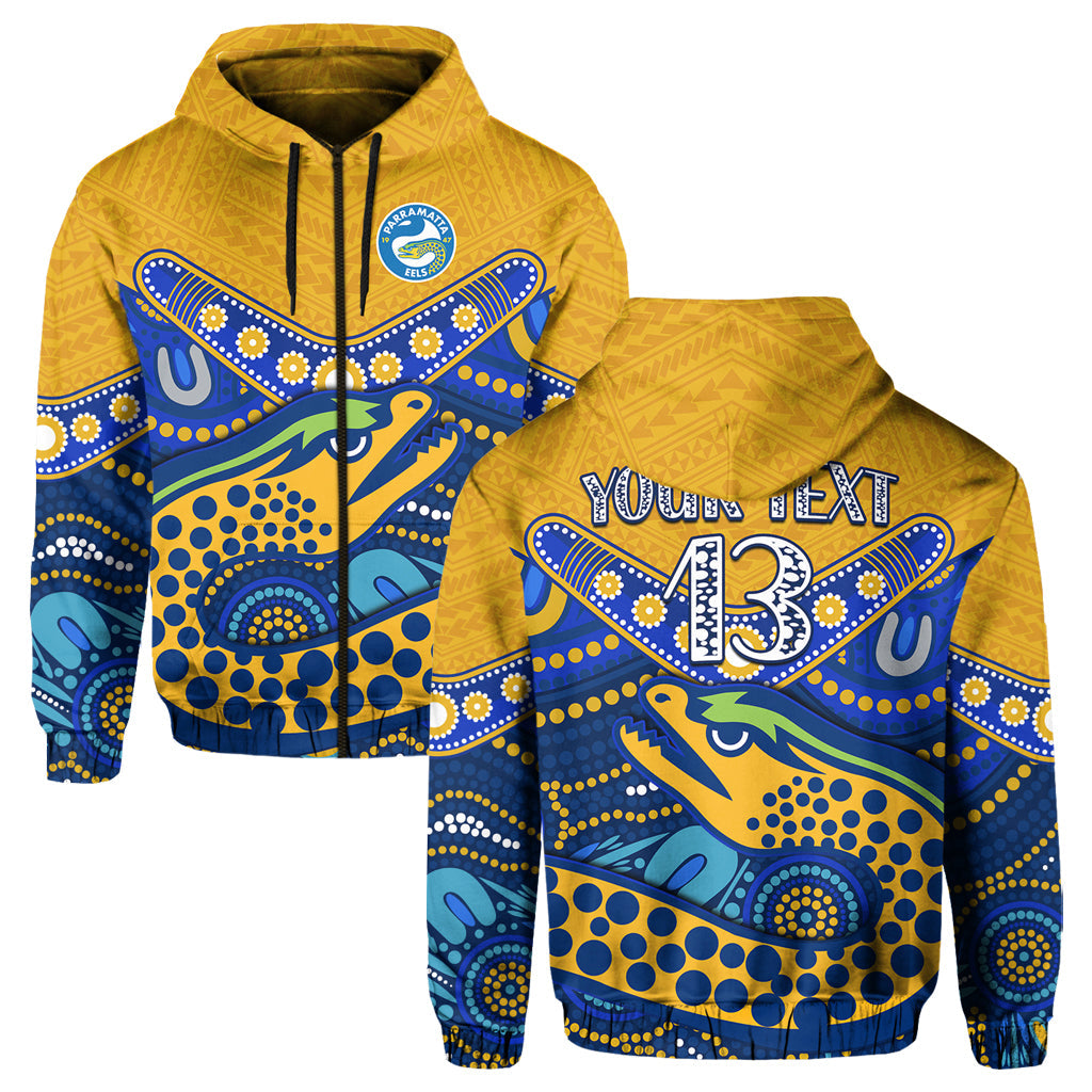 (Custom Text and Number) Eels Rugby Hoodie Aboriginal and Polynesia Parramatta LT13 - Vibe Hoodie Shop