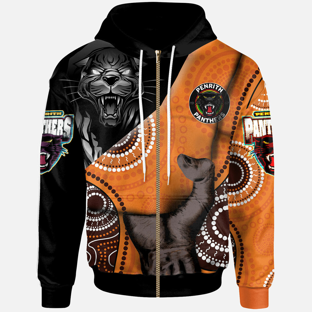 Panthers Rugby Aboriginal Custom Patronage Hoodie - Penrith Panthers Bloods In My Veins LT10 - Vibe Hoodie Shop