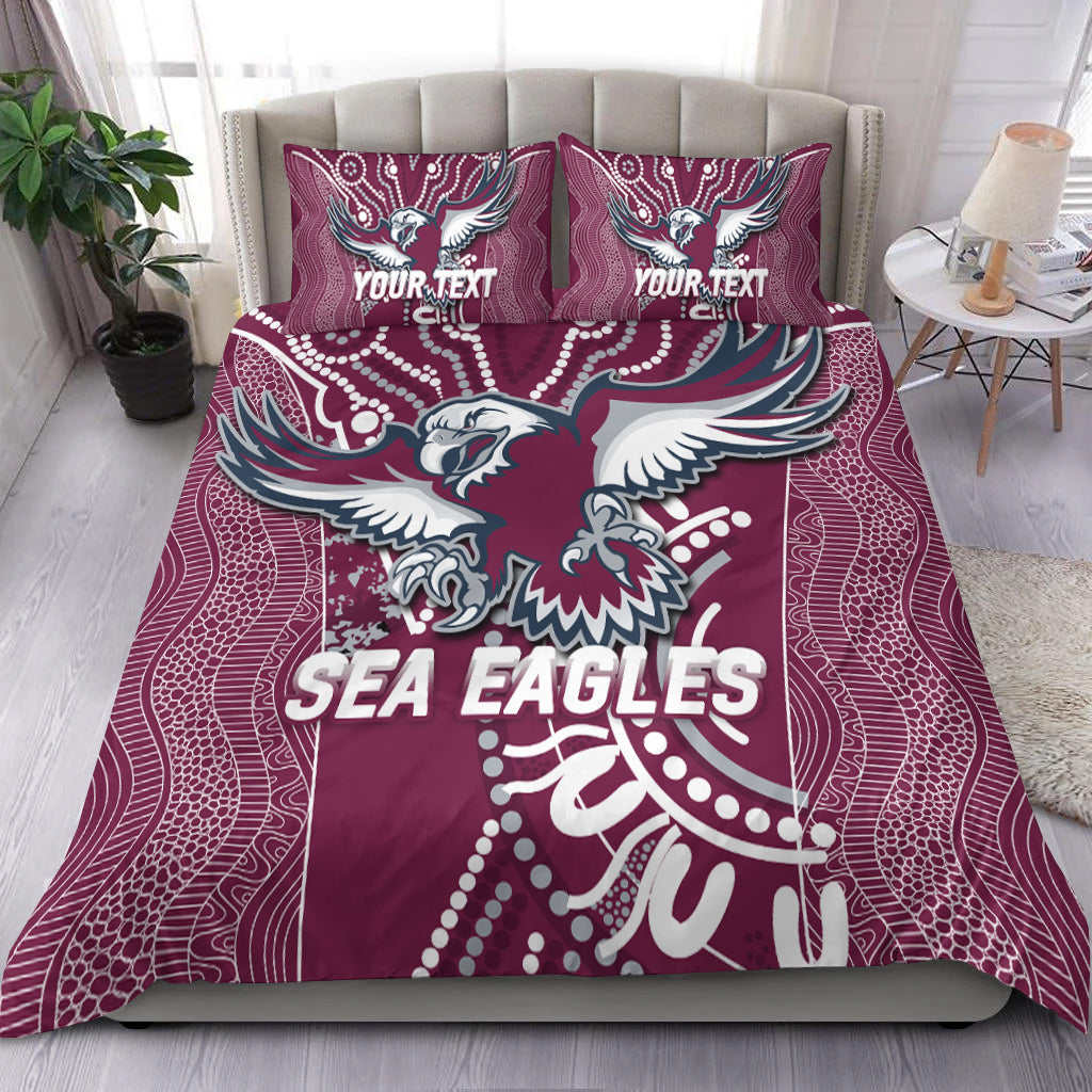 (Custom Personalised) Sea Eagles Rugby 2022 Aboriginal Art Bedding Set - - Vibe Hoodie Shop