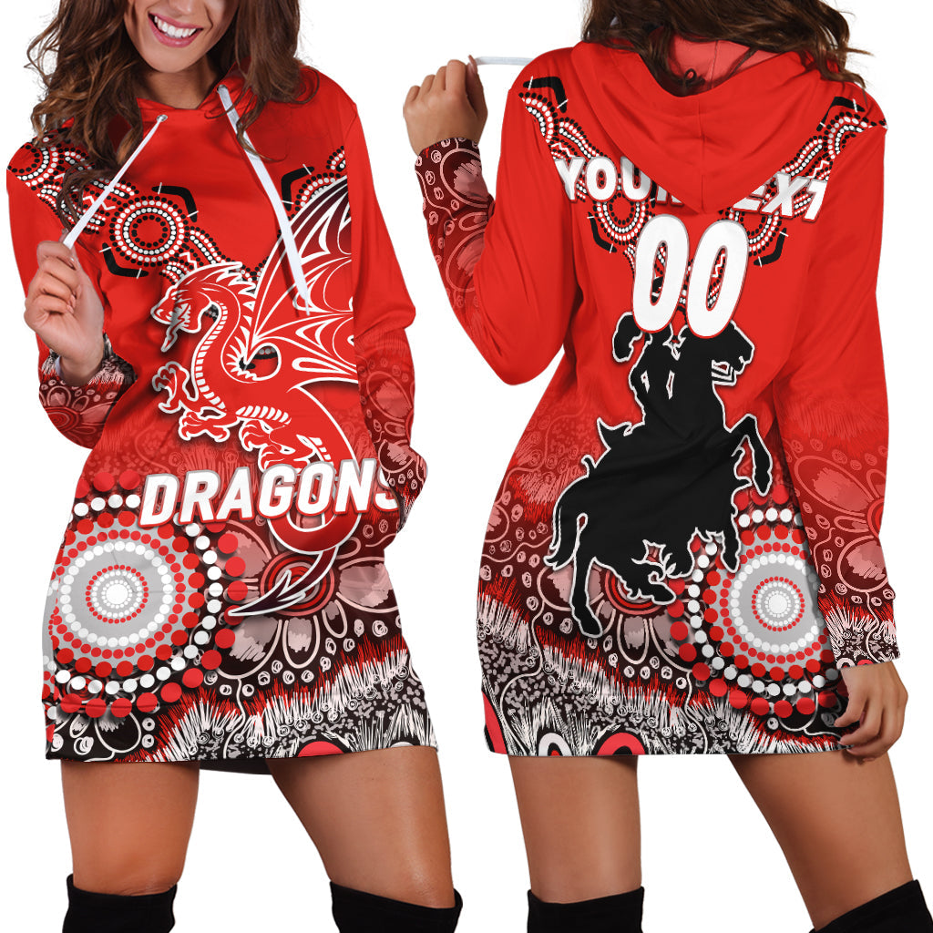 (Custom Personalised) Dragons Rugby 2022 Aboriginal Art Hoodie Dress