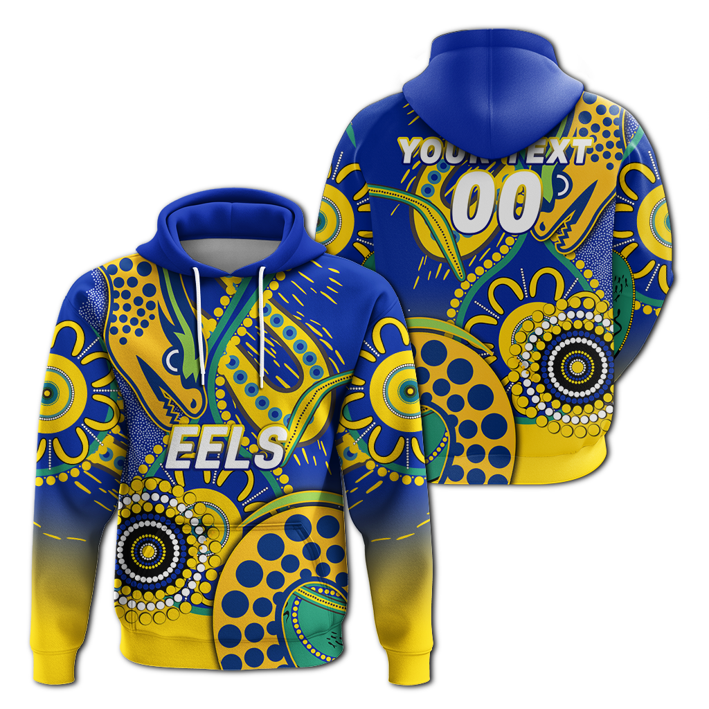 (Custom Personalised) Eels Rugby 2022 Aboriginal Art Hoodie - LT12 - Vibe Hoodie Shop