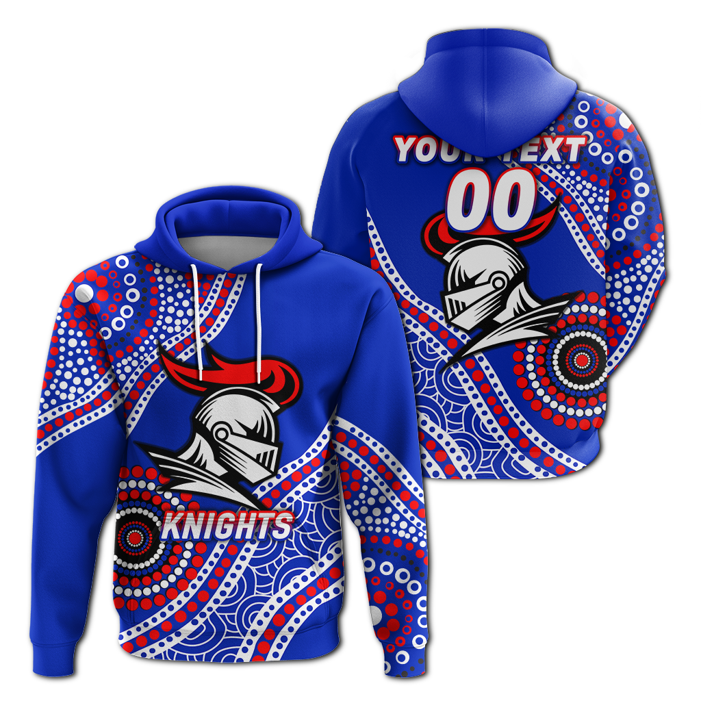 (Custom Personalised) Knights Rugby 2022 Aboriginal Art Hoodie - LT12 - Vibe Hoodie Shop