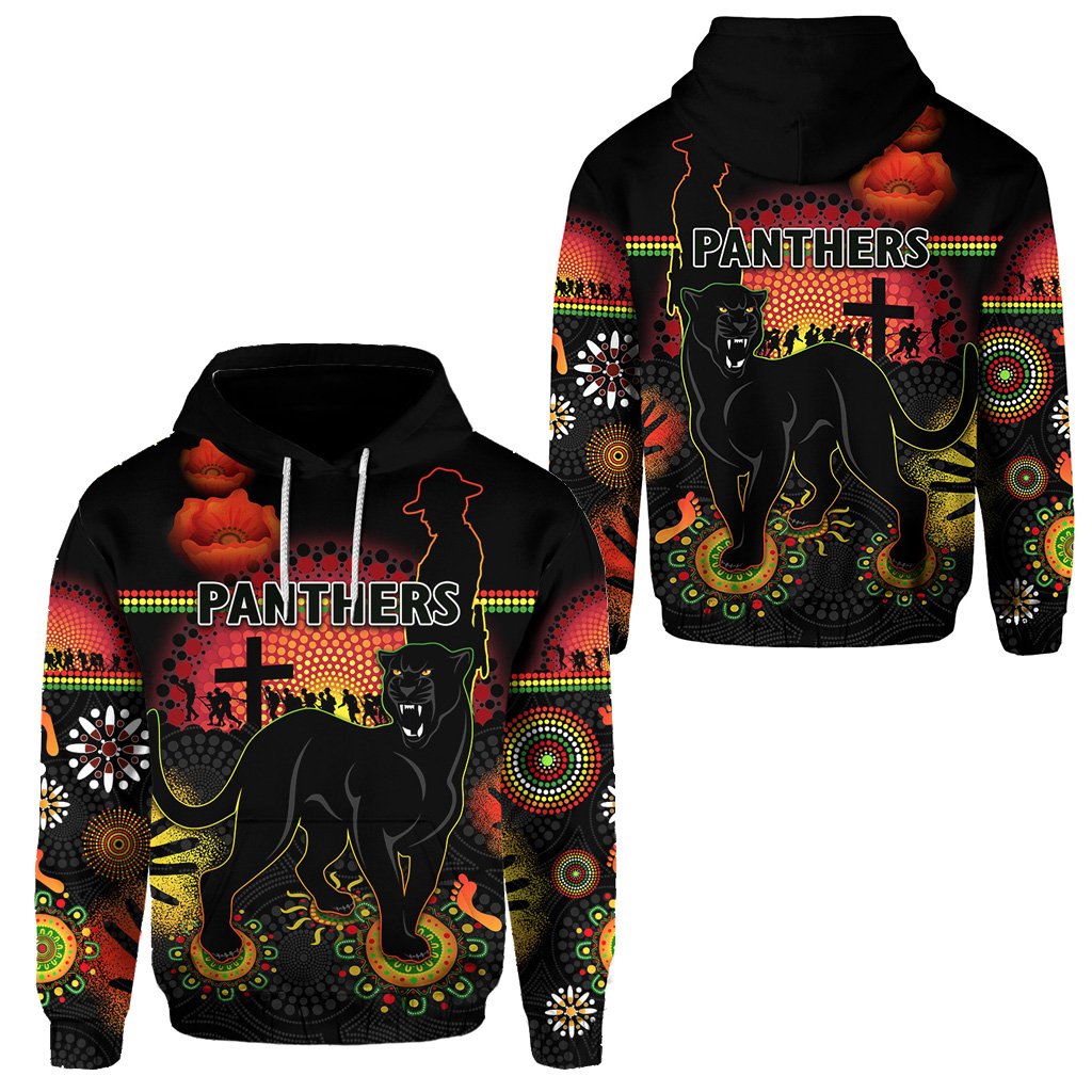 Penrith Hoodie Indigenous Panthers ANZAC Day Lest We Forget - Vibe Hoodie Shop