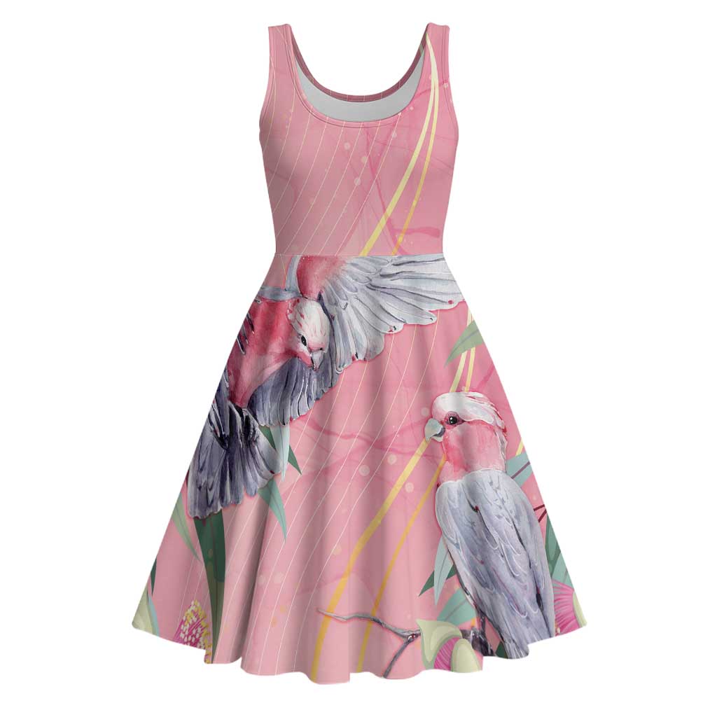 Australia Breast Cancer Awareness Midi Dress Pink Galah with Eucalyptus Flowers - Vibe Hoodie