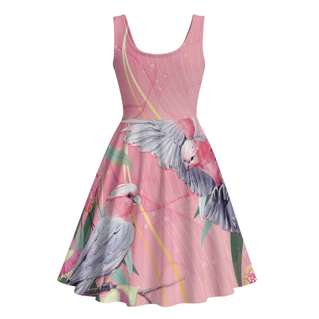 Australia Breast Cancer Awareness Midi Dress Pink Galah with Eucalyptus Flowers - Vibe Hoodie