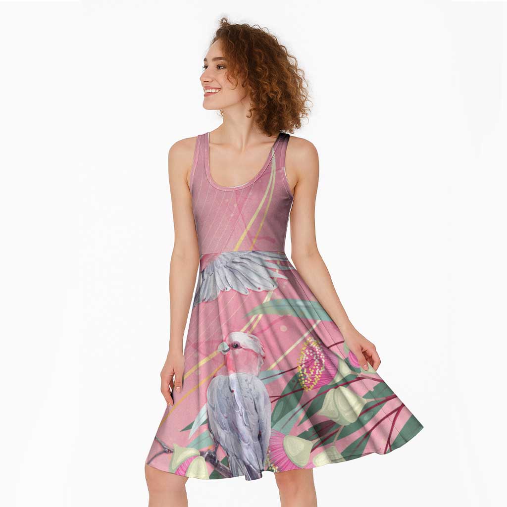 Australia Breast Cancer Awareness Midi Dress Pink Galah with Eucalyptus Flowers - Vibe Hoodie