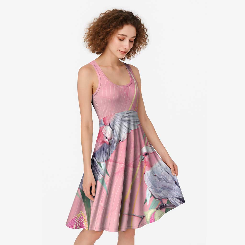 Australia Breast Cancer Awareness Midi Dress Pink Galah with Eucalyptus Flowers - Vibe Hoodie