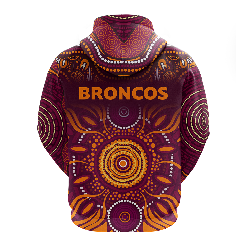Broncos Rugby Aboriginal Pattern Hoodie - LT2