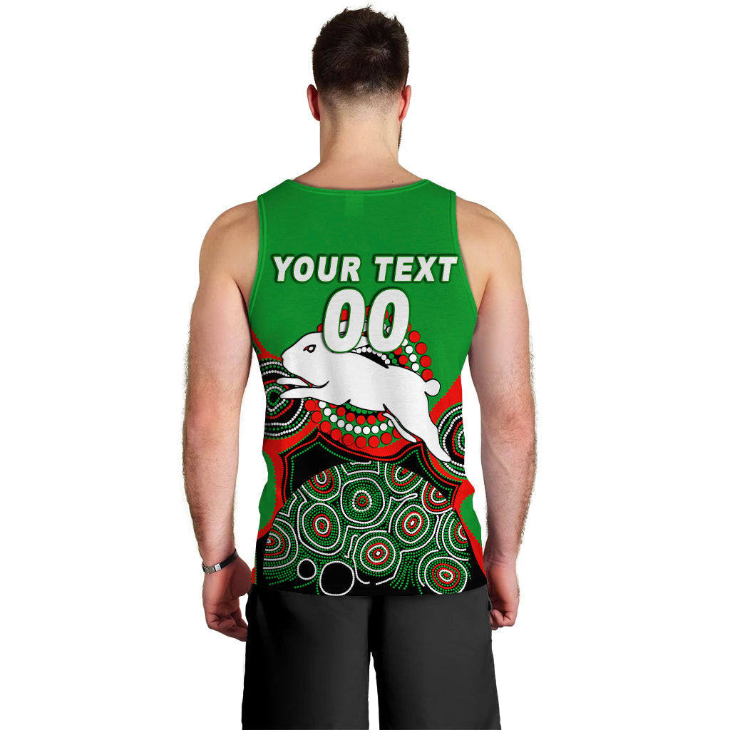 (Custom Personalised) Rabbitohs Rugby 2022 Aboriginal Art Men Tank Top - - Vibe Hoodie Shop