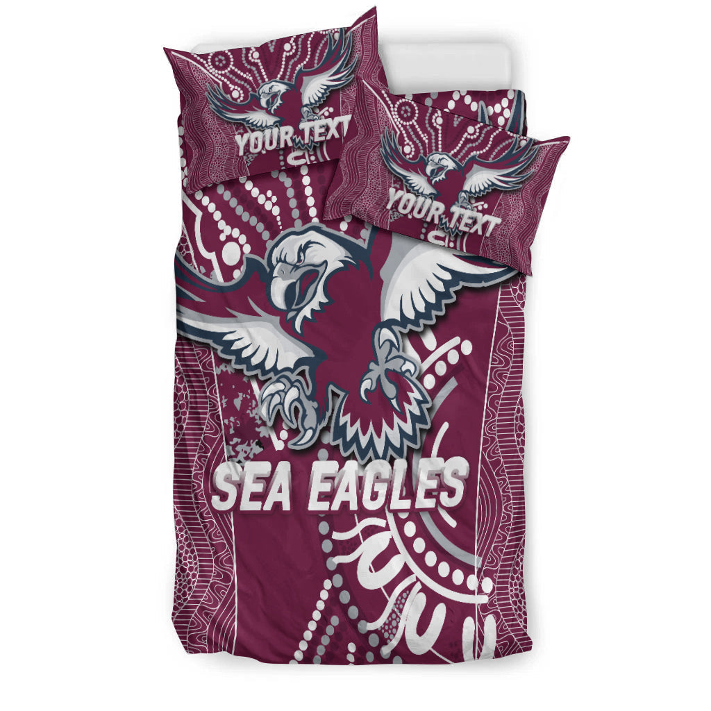 (Custom Personalised) Sea Eagles Rugby 2022 Aboriginal Art Bedding Set - - Vibe Hoodie Shop