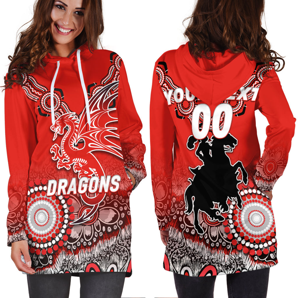 (Custom Personalised) Dragons Rugby 2022 Aboriginal Art Hoodie Dress - LT12