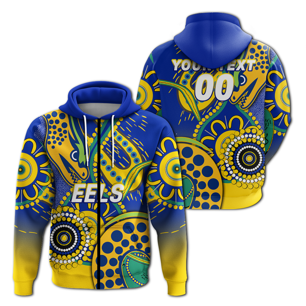 (Custom Personalised) Eels Rugby 2022 Aboriginal Art Hoodie - LT12 - Vibe Hoodie Shop