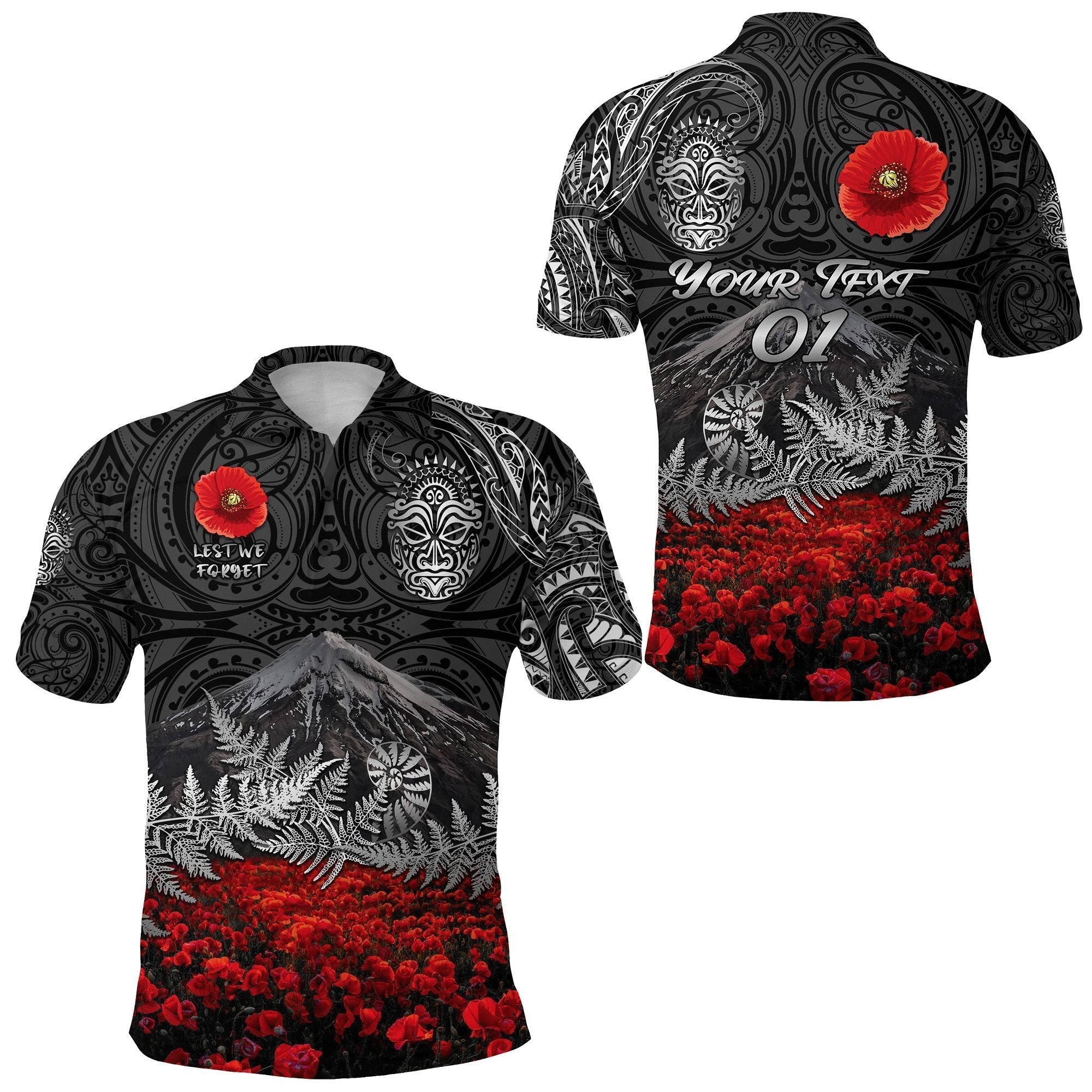 warriors-rugby-custom-polo-shirt-new-zealand-mount-taranaki-anzac-vibes-black