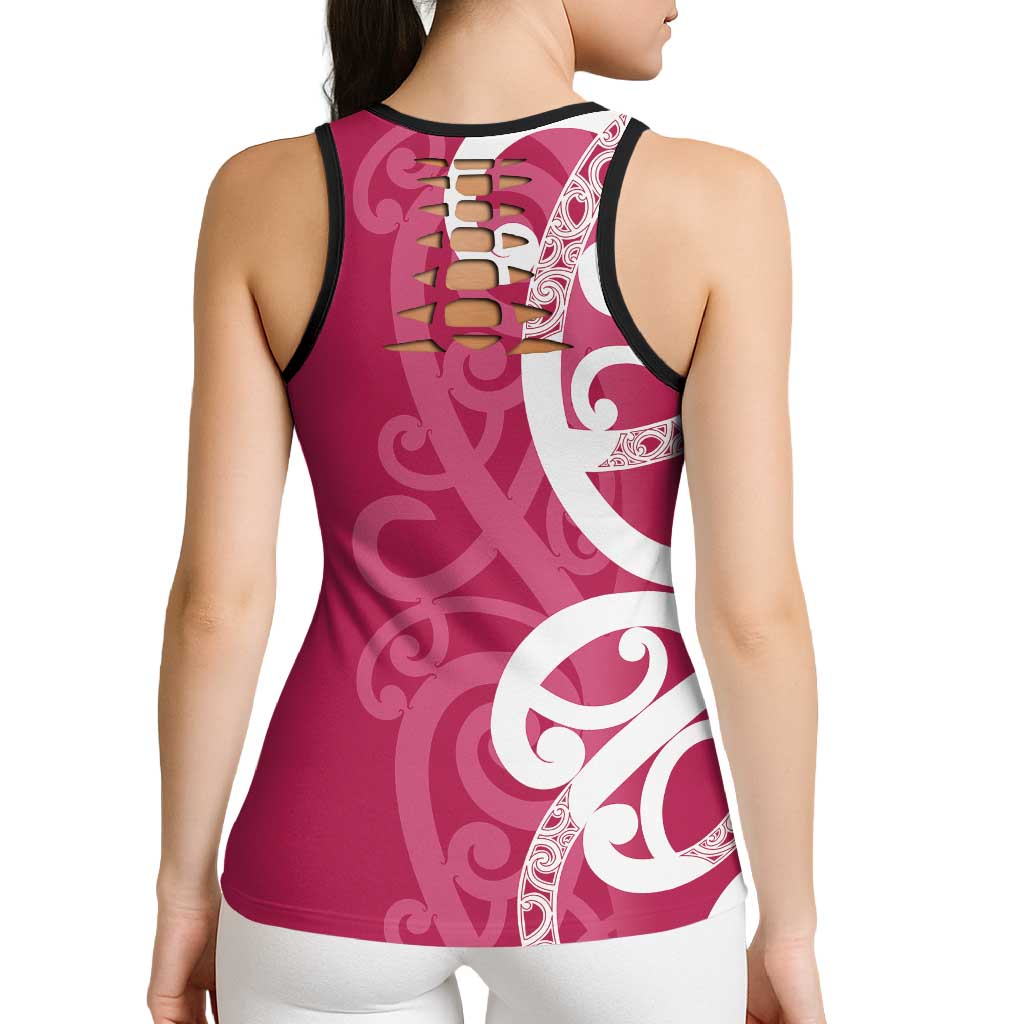 Breast Cancer Awareness Maori Hollow Tank Top Koru Kowhaiwhai - Vibe Hoodie