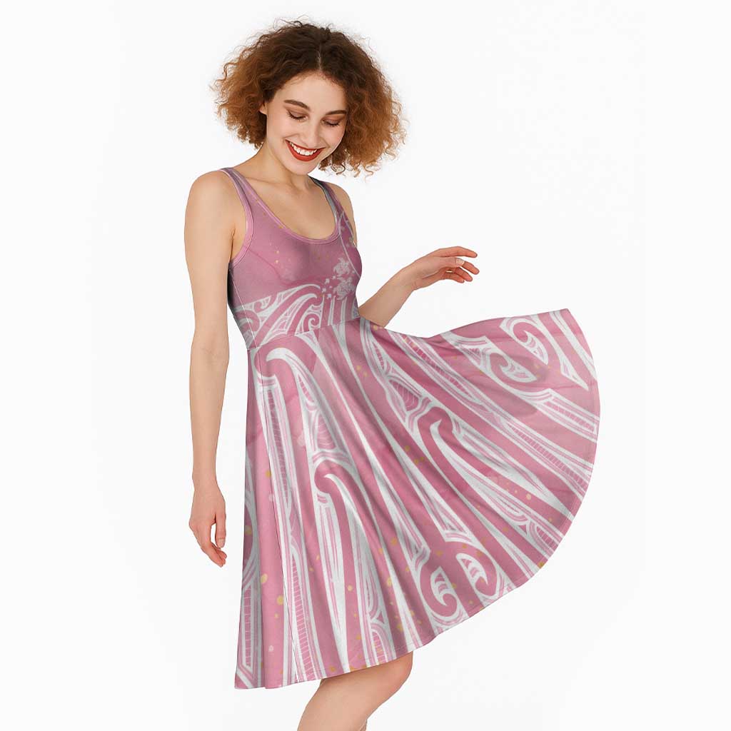 Breast Cancer Awareness Maori Midi Dress Kia Kaha Kia Maia Kia Manawanui - Vibe Hoodie