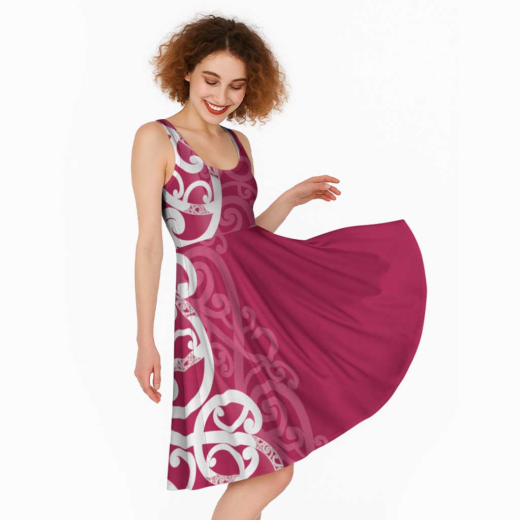 Breast Cancer Awareness Maori Midi Dress Koru Kowhaiwhai - Vibe Hoodie