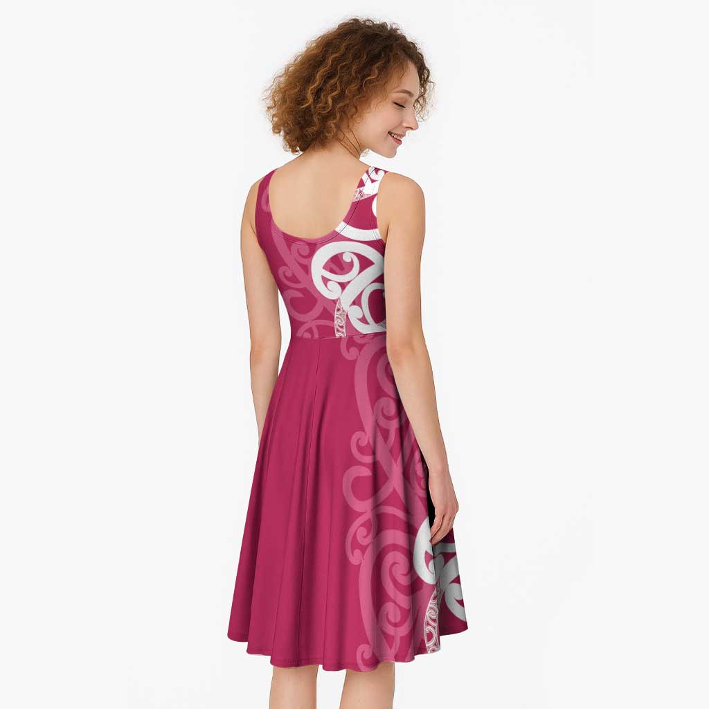 Breast Cancer Awareness Maori Midi Dress Koru Kowhaiwhai - Vibe Hoodie