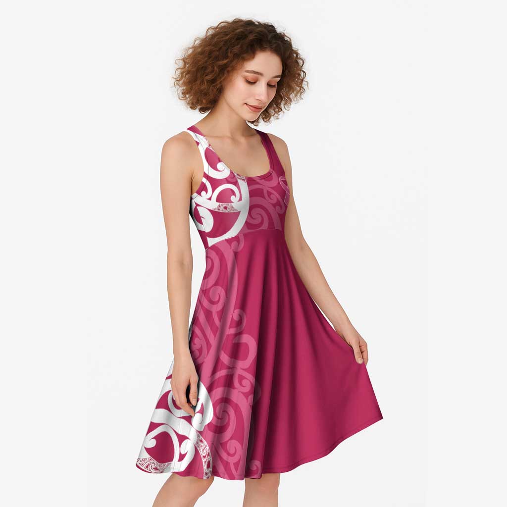 Breast Cancer Awareness Maori Midi Dress Koru Kowhaiwhai - Vibe Hoodie