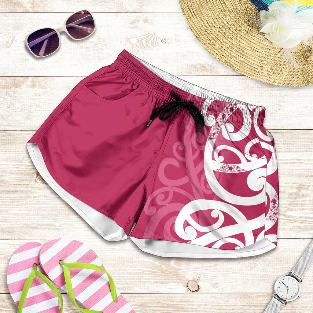 Breast Cancer Awareness Maori Shorts for Women Koru Kowhaiwhai - Vibe Hoodie