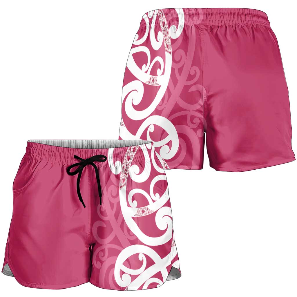 Breast Cancer Awareness Maori Shorts for Women Koru Kowhaiwhai - Vibe Hoodie