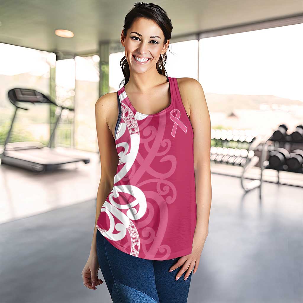 Breast Cancer Awareness Maori Women Racerback Tank Koru Kowhaiwhai - Vibe Hoodie