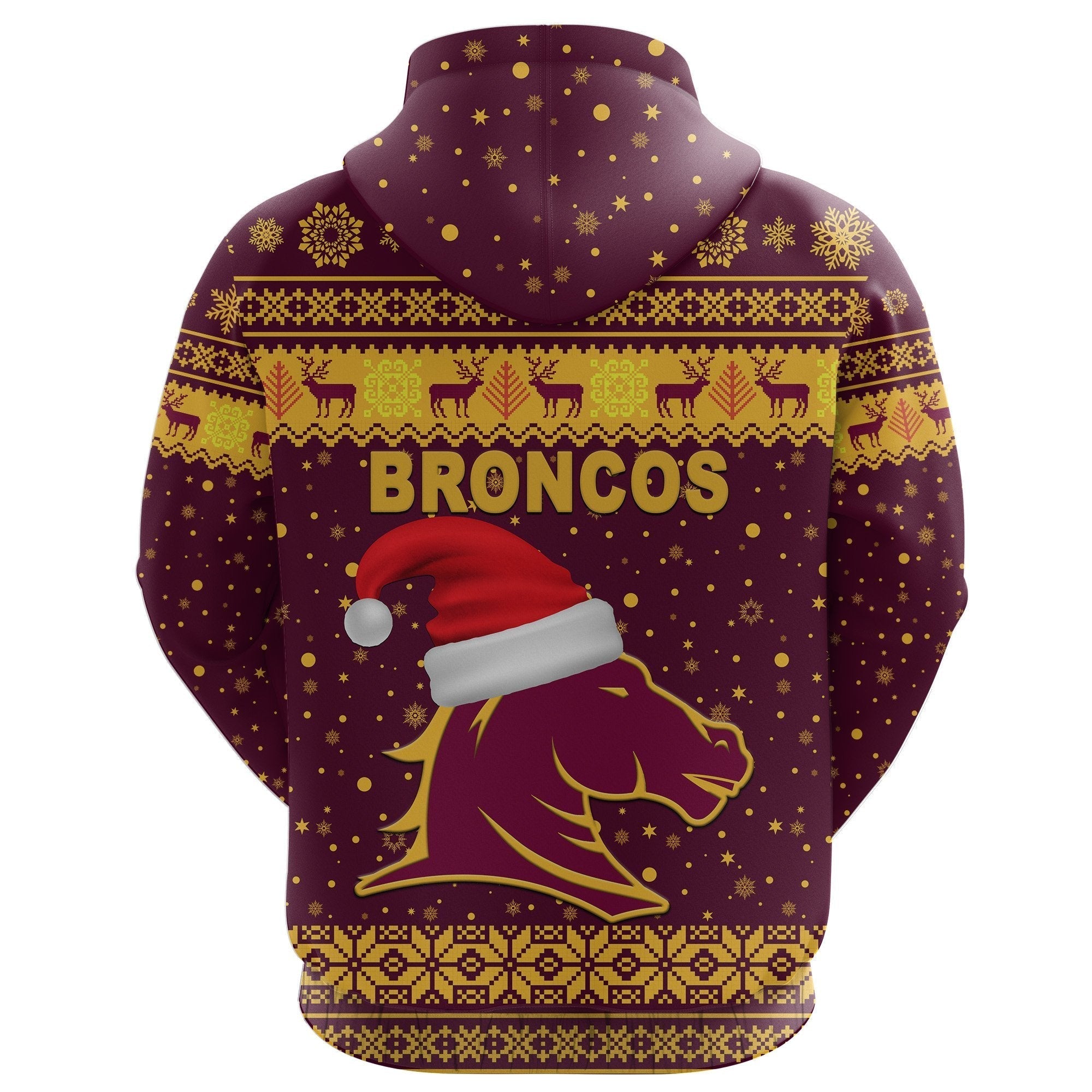Brisbane Hoodie Broncos Christmas Unique Vibes - Maroon - Vibe Hoodie Shop